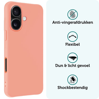 Forterra iPhone 16 Plus Hoesje Siliconen Backcover Lichtgewicht - Perzik