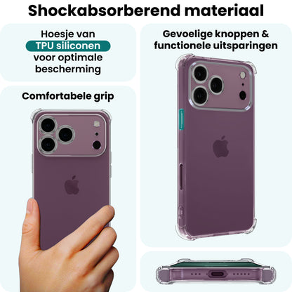 Forterra iPhone 18 Pro Max Hoesje Shockproof Backcover Siliconen - Transparant