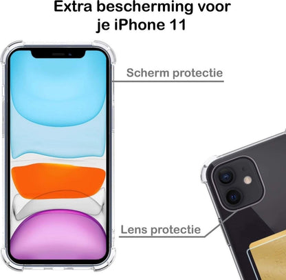 Forterra iPhone 11 Hoesje Kaarthouder Backcover Shockproof - Transparant