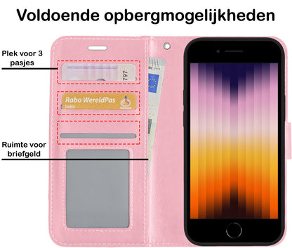 Forterra iPhone SE 2022 Hoesje Bookcase Cover met Kaarthouder - Lichtroze