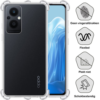 Forterra OPPO Reno 8 Lite Hoesje Shockproof Backcover Siliconen - Transparant