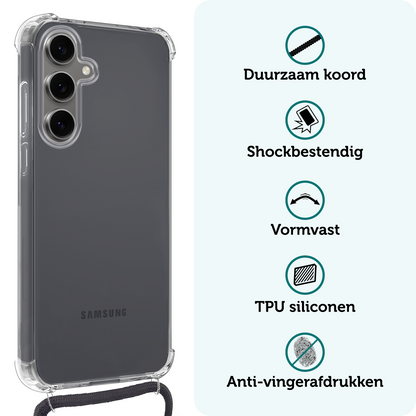 Forterra Samsung S24 FE Hoesje met Koord Backcover Shockproof - Transparant