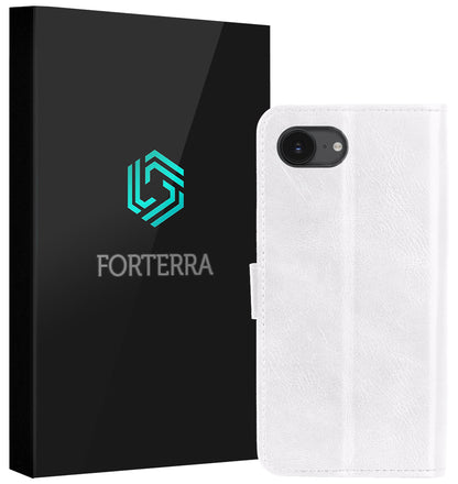 Forterra iPhone 16e Hoesje Bookcase Cover met Kaarthouder - Wit