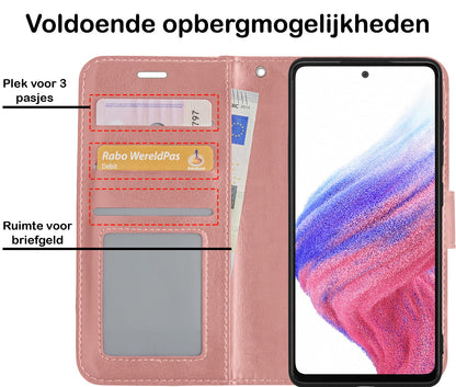 Forterra Samsung A53 Hoesje Bookcase Cover met Kaarthouder - Rosé goud