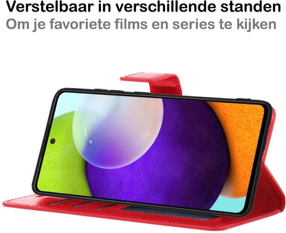 Forterra Samsung A52 5G Hoesje Bookcase Cover met Kaarthouder - Rood