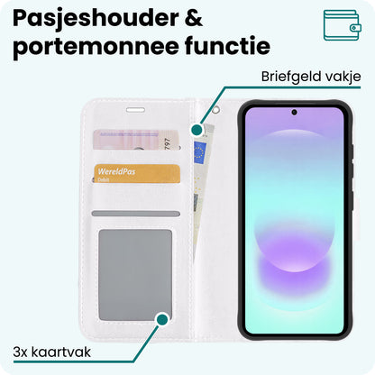 Forterra Samsung A37 Hoesje Bookcase Cover met Kaarthouder - Wit