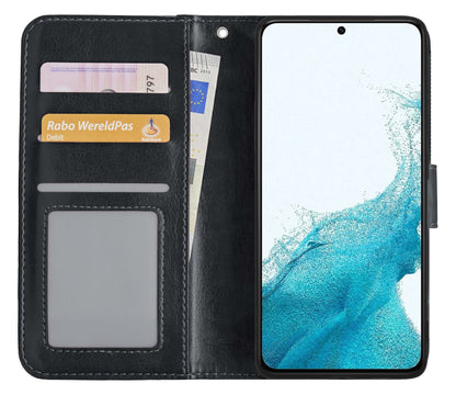 Forterra Samsung S22 Hoesje Bookcase Cover met Kaarthouder - Zwart