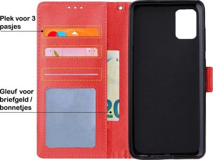 Forterra Samsung A71 Hoesje Bookcase Cover met Kaarthouder - Rood
