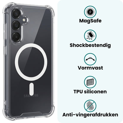Forterra Samsung A55 Hoesje Geschikt voor Magsafe Backcover Shockproof - Transparant