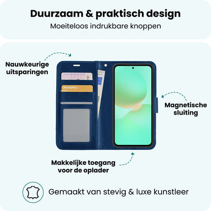 Forterra Samsung A36 Hoesje Bookcase Cover met Kaarthouder - Donkerblauw