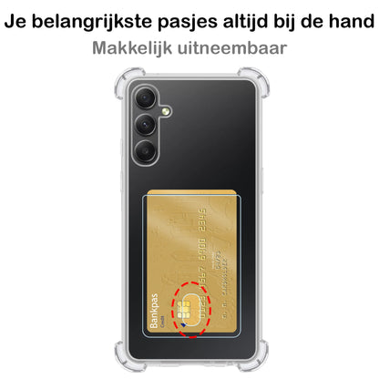 Forterra Samsung A34 Hoesje Kaarthouder Backcover Shockproof - Transparant