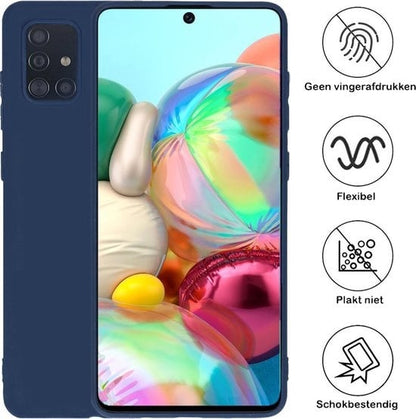 Forterra Samsung A71 Hoesje Siliconen Backcover Lichtgewicht - Donkerblauw