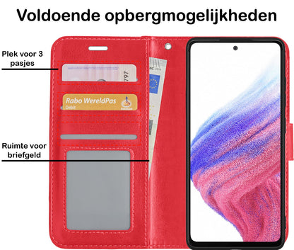 Forterra Samsung A53 Hoesje Bookcase Cover met Kaarthouder - Rood