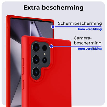 Forterra Samsung S24 Ultra Hoesje Siliconen Backcover Lichtgewicht - Rood