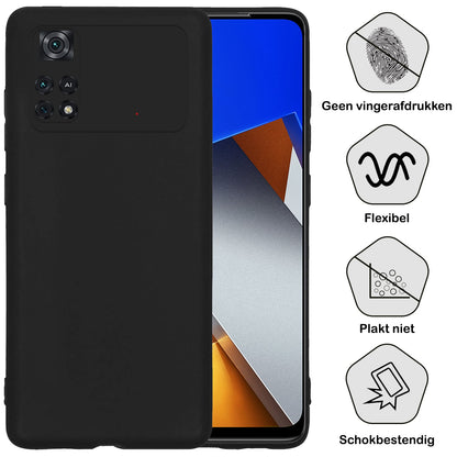 Forterra Xiaomi Poco X4 Pro 5G Hoesje Siliconen Backcover Lichtgewicht - Zwart
