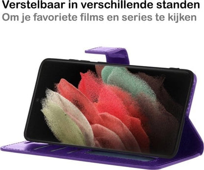 Forterra Samsung S21 Ultra Hoesje Bookcase Cover met Kaarthouder - Paars