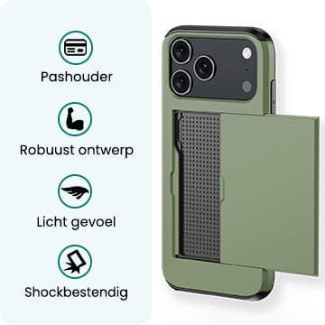Forterra iPhone 17 Pro Hoesje Kaarthouder Hard Case Shockproof - Donkergroen