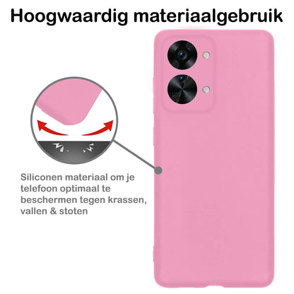 Forterra OnePlus Nord 2T Hoesje Siliconen Backcover Lichtgewicht - Lichtroze