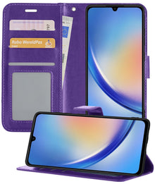 Forterra Samsung A34 Hoesje Bookcase Cover met Kaarthouder - Paars