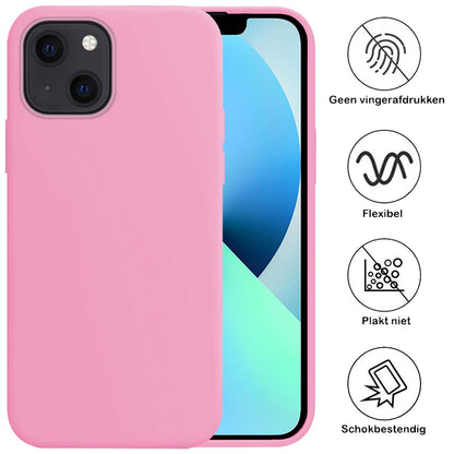 Forterra iPhone 13 Mini Hoesje Siliconen Backcover Lichtgewicht - Lichtroze