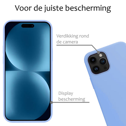 Forterra iPhone 15 Pro Max Hoesje Siliconen Backcover Lichtgewicht - Lichtblauw