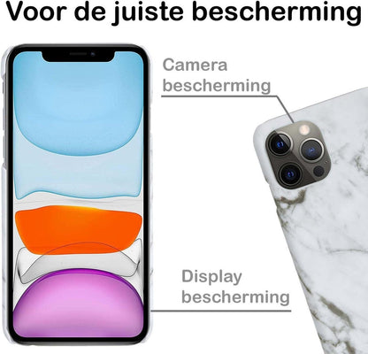 Forterra iPhone 11 Pro Max Hoesje Marmer Hard Case Cover - Wit