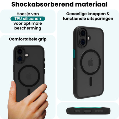 Forterra iPhone 16 Plus Hoesje Geschikt voor Magsafe Backcover Shockproof - Zwart