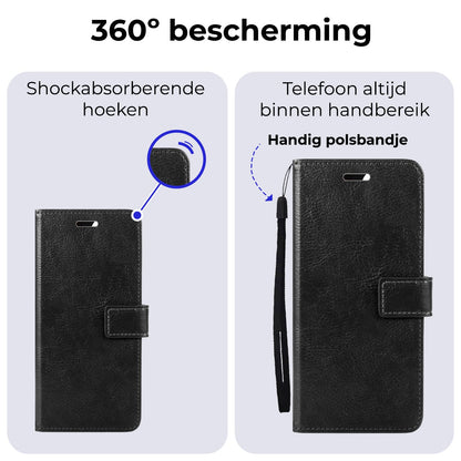 Forterra Samsung S23 FE Hoesje Bookcase Cover met Kaarthouder - Zwart