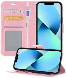 Forterra iPhone 14 Plus Hoesje Bookcase Cover met Kaarthouder - Lichtroze