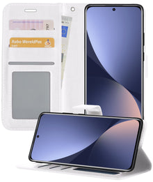 Forterra Xiaomi 12X Hoesje Bookcase Cover met Kaarthouder - Wit