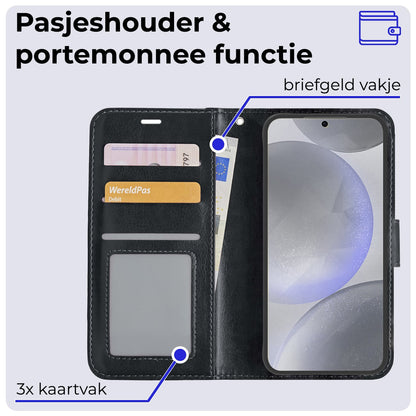 Forterra Samsung S24 Plus Hoesje Bookcase Cover met Kaarthouder - Zwart