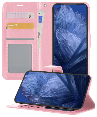 Forterra Google Pixel 8a Hoesje Bookcase Cover met Kaarthouder - Lichtroze