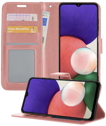 Forterra Samsung M22 Hoesje Bookcase Cover met Kaarthouder - Rosé goud