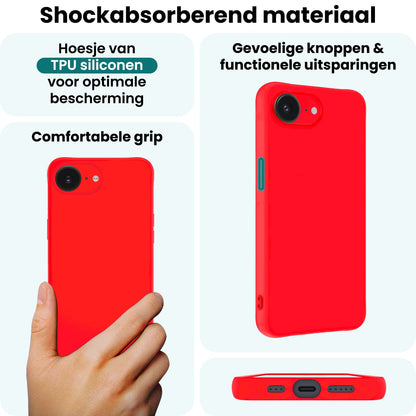 Forterra iPhone 17e Hoesje Siliconen Backcover Lichtgewicht - Rood