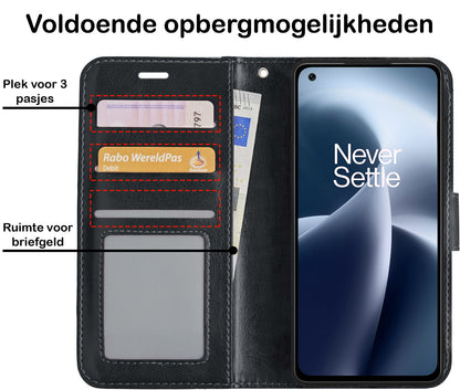 Forterra OnePlus Nord 2T Hoesje Bookcase Cover met Kaarthouder - Zwart