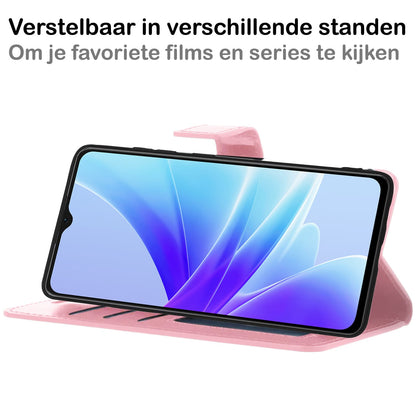 Forterra OPPO A57 Hoesje Bookcase Cover met Kaarthouder - Lichtroze