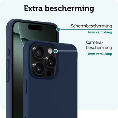 Forterra iPhone 16 Pro Max Hoesje Siliconen Backcover Lichtgewicht - Donkerblauw