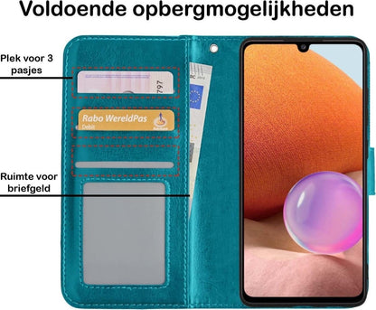Forterra Samsung A32 5G Hoesje Bookcase Cover met Kaarthouder - Turquoise