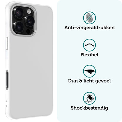 Forterra iPhone 16 Pro Hoesje Siliconen Backcover Lichtgewicht - Wit