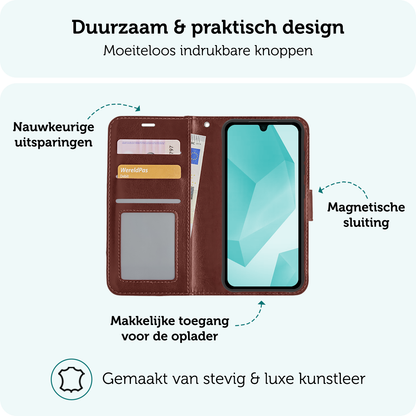 Forterra Samsung A16 Hoesje Bookcase Cover met Kaarthouder - Bruin