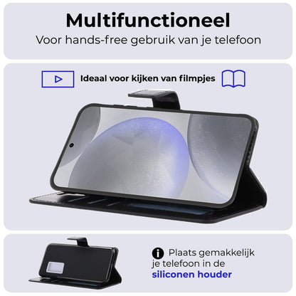 Forterra Samsung S24 Plus Hoesje Bookcase Cover met Kaarthouder - Zwart