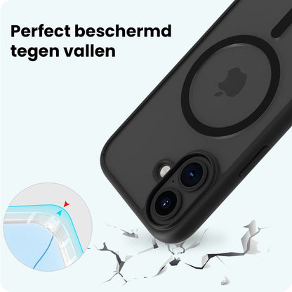 Forterra iPhone 16 Hoesje Geschikt voor Magsafe Backcover Shockproof - Zwart