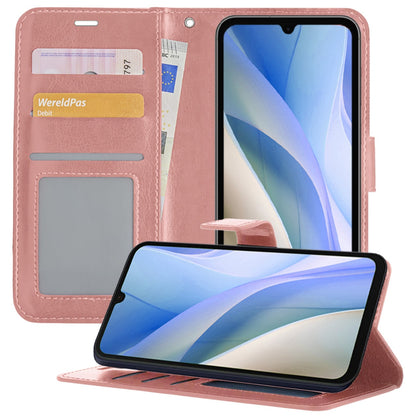 Forterra Samsung A15 Hoesje Bookcase Cover met Kaarthouder - Rosé goud