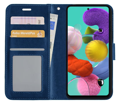 Forterra Samsung A51 Hoesje Bookcase Cover met Kaarthouder - Donkerblauw