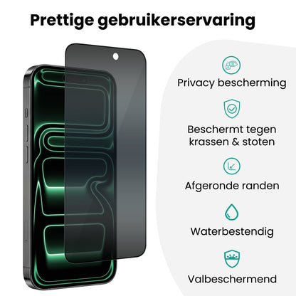 Forterra Privacy Screenprotector Geschikt voor Apple iPhone 17 Pro Max - Met Installatie Kit - Privacy - Beschermglas - Flexibel Glas - Tempered Glass - Screen Protector