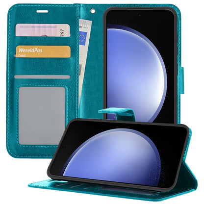 Forterra Samsung S23 FE Hoesje Bookcase Cover met Kaarthouder - Turquoise