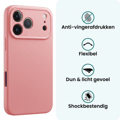 Forterra iPhone 18 Pro Hoesje Siliconen Backcover Lichtgewicht - Lichtroze