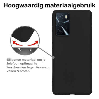 Forterra OPPO A16 Hoesje Siliconen Backcover Lichtgewicht - Zwart