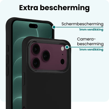 Forterra iPhone 18 Pro Max Hoesje Siliconen Backcover Lichtgewicht - Zwart
