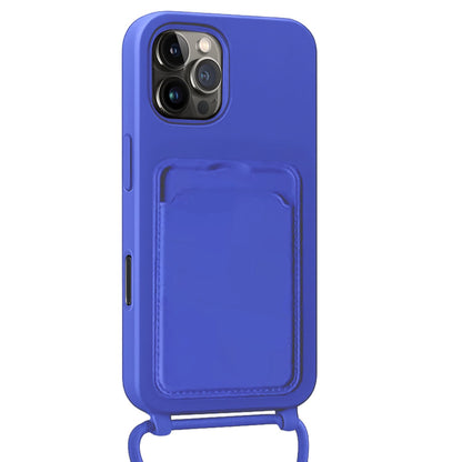 Forterra iPhone 16 Pro Hoesje Met Telefoonkoord en Pasjeshouder Siliconen - Felblauw